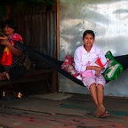Young mother in a fishingvillage outside Sihanoukville