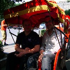 me and Rune in a bike-cab going in to the Hutongs in Beijing