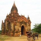 One of many old temples in Bagan (with my taxi outside)
